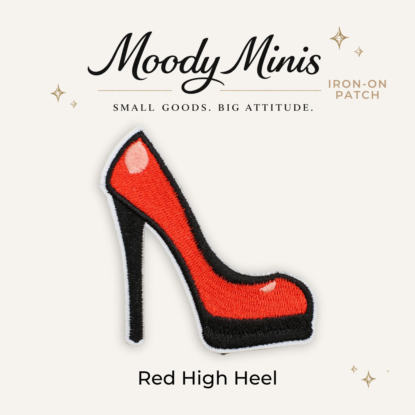 Red High Heel Embroidered Patch- RTS