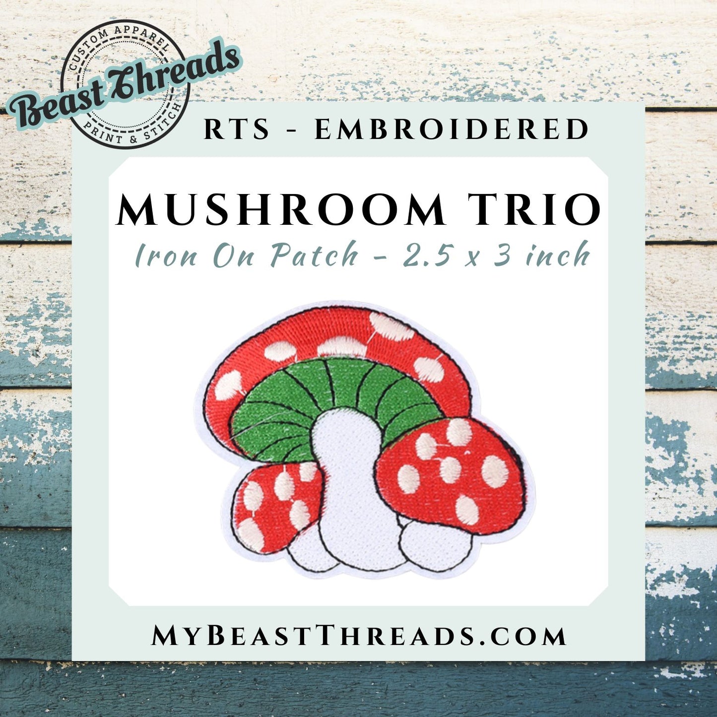 Mushroom Trio Embroidered Patch- RTS