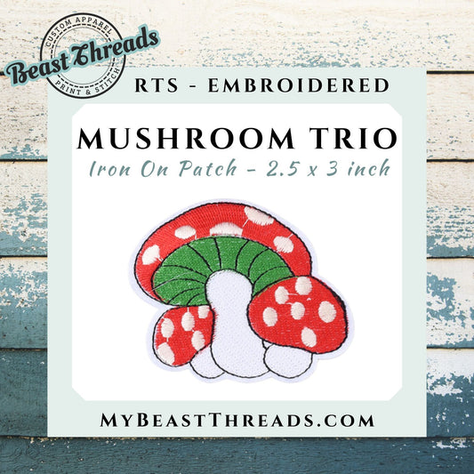 Mushroom Trio Embroidered Patch- RTS