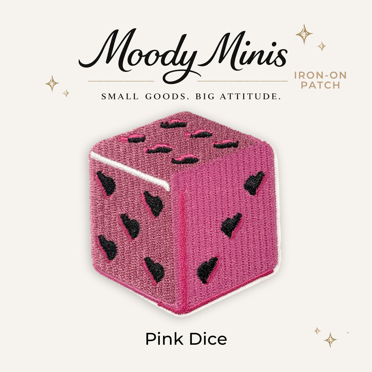 Pink Dice Embroidered Patch- RTS