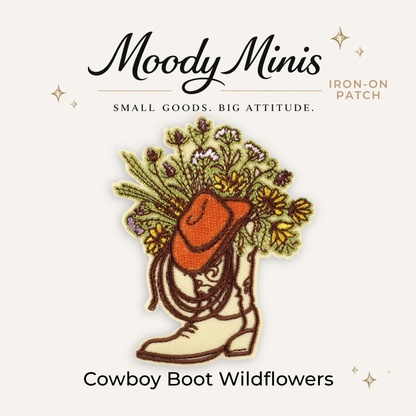 Cowboy Boot Wildflowers Embroidered Patch
