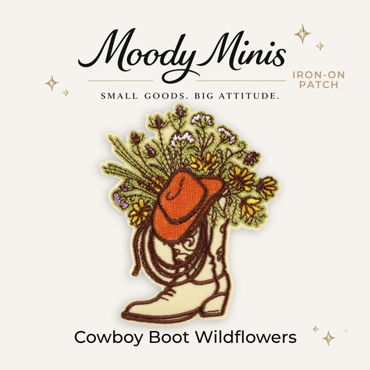 Cowboy Boot Wildflowers Embroidered Patch