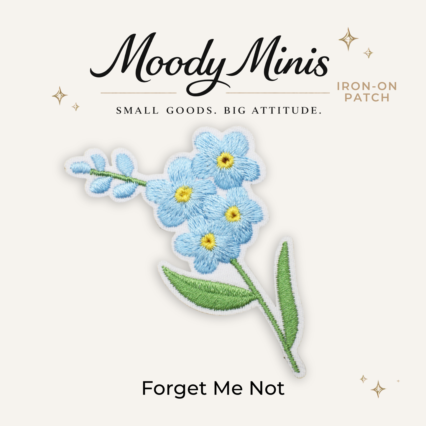 Forget Me Not Embroidered Patch- RTS