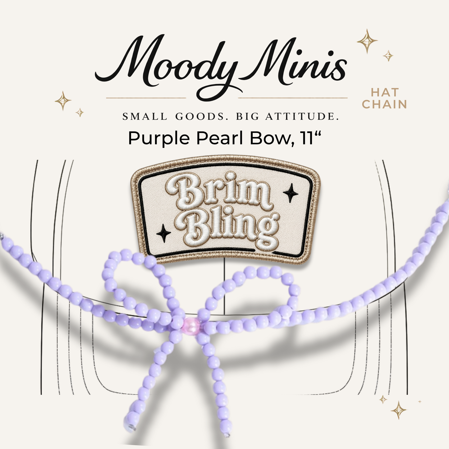 Purple Pearl Bow - 11 Inch Hat Chain