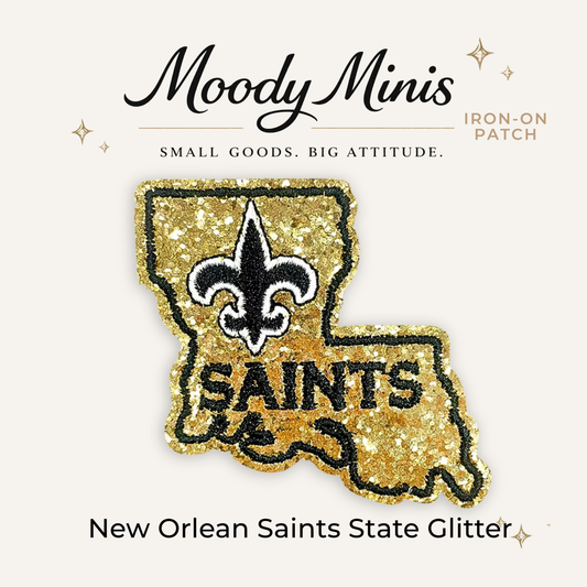 New Orlean Saints State Glitter Embroidered Patch