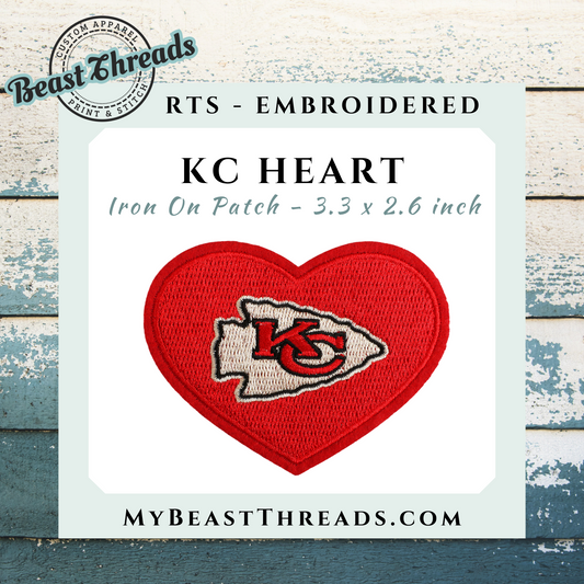 KC Heart Embroidered Patch- RTS