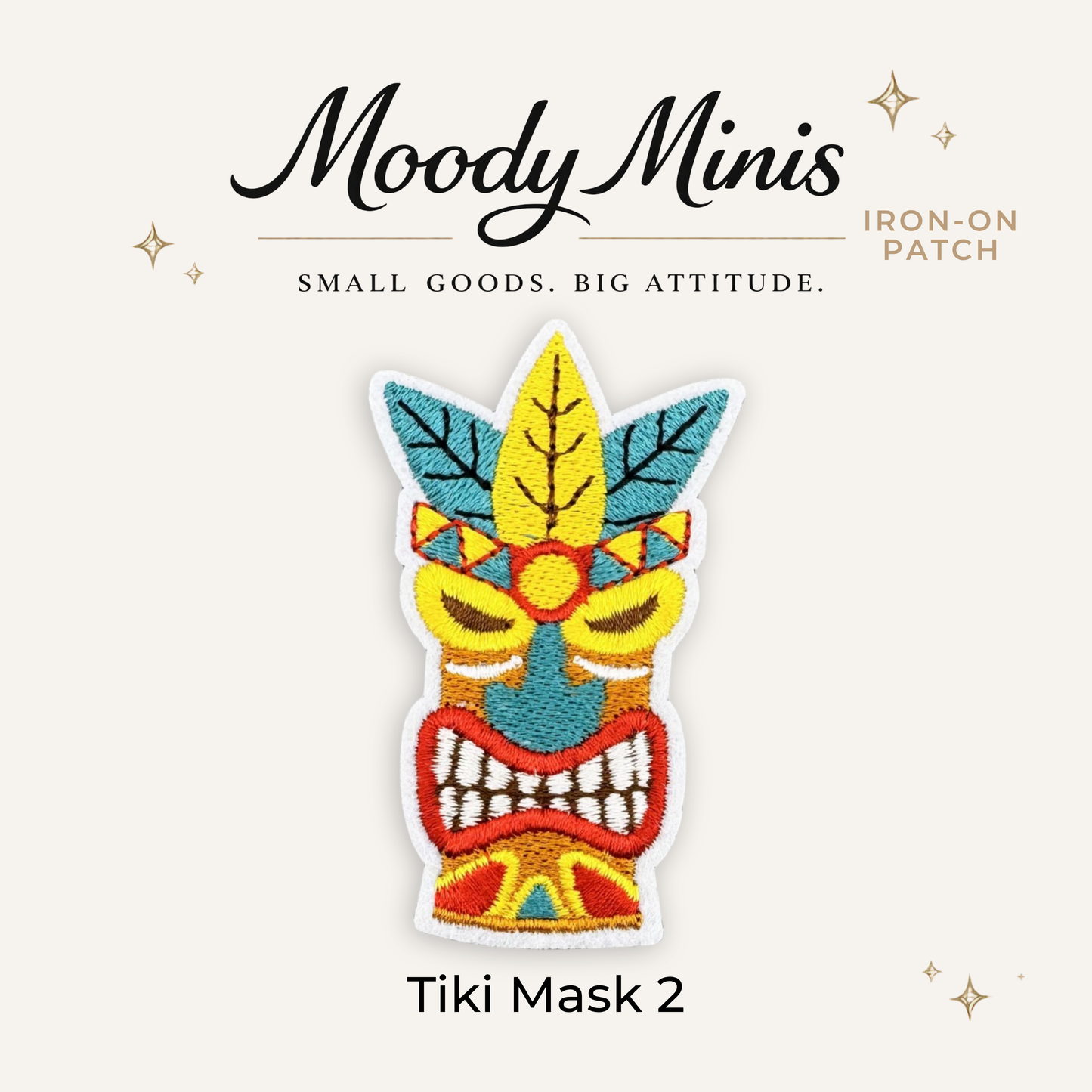 Tiki Head Mask 2 Embroidered Patch