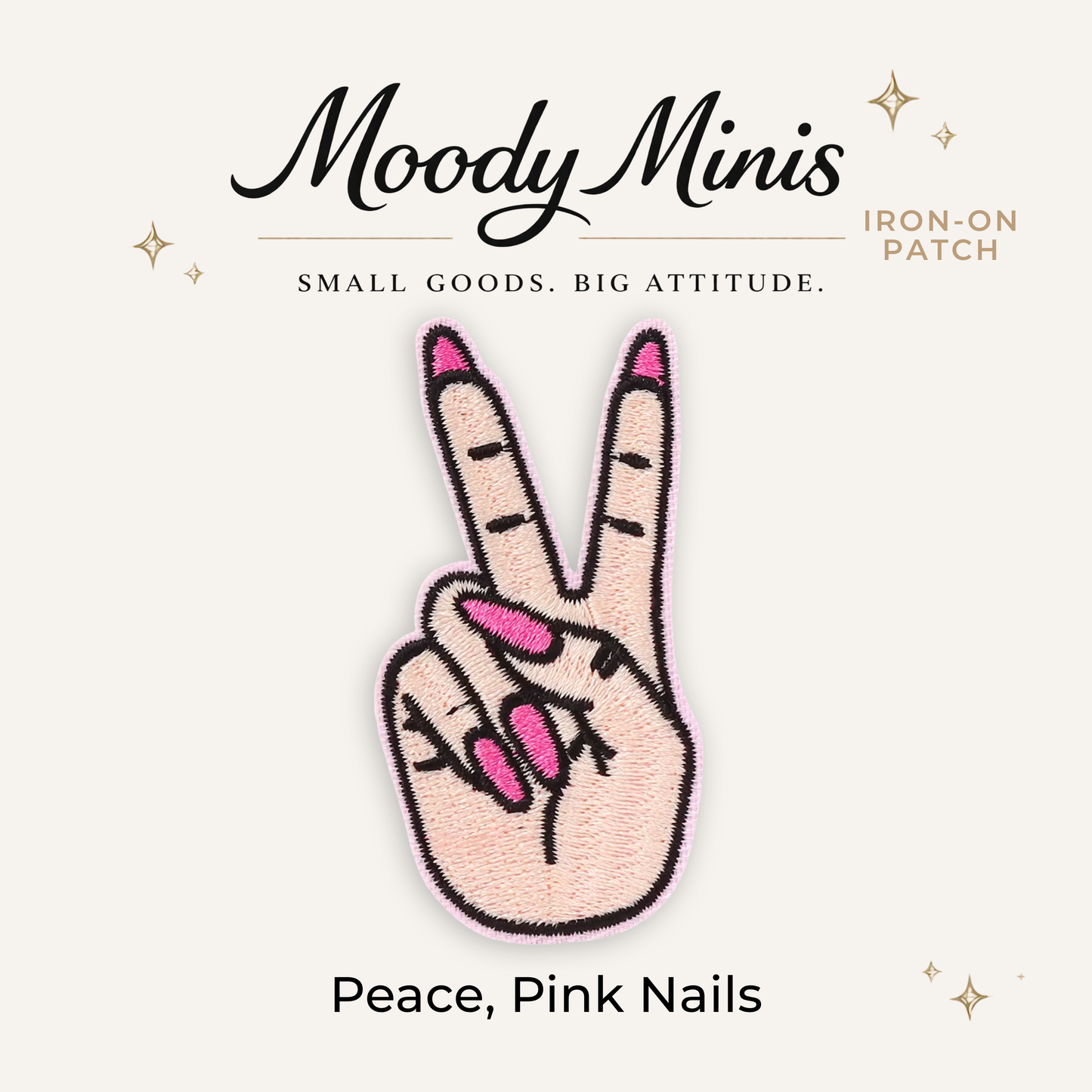 Peace Pink Nails Embroidered Patch