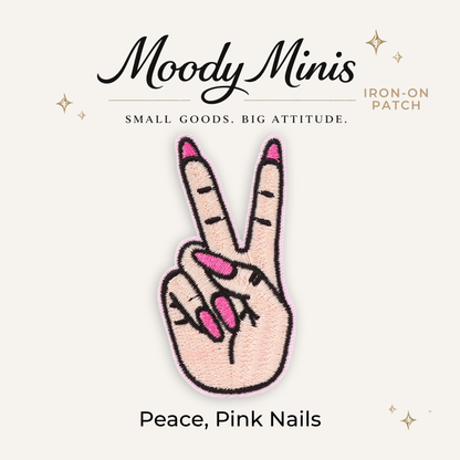 Peace Pink Nails Embroidered Patch