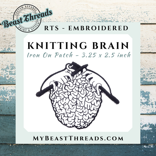 Knitting Brain Embroidered Patch- RTS