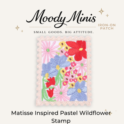 Matisse Inspired Pastel Wildflower Stamp Embroidered Patch