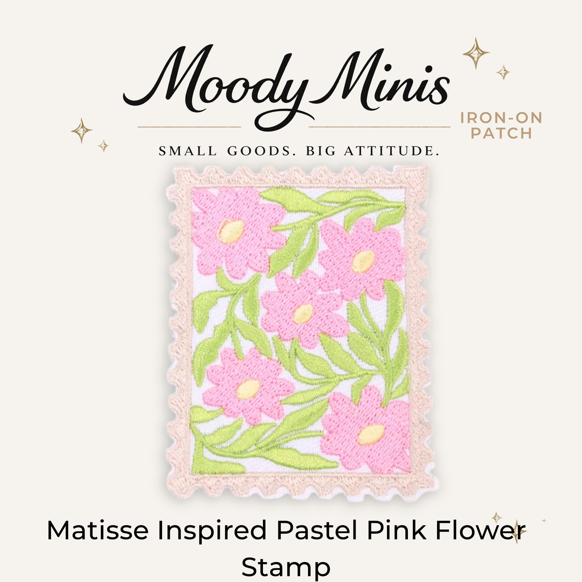 Matisse Inspired Pastel Pink Flower Embroidered Patch
