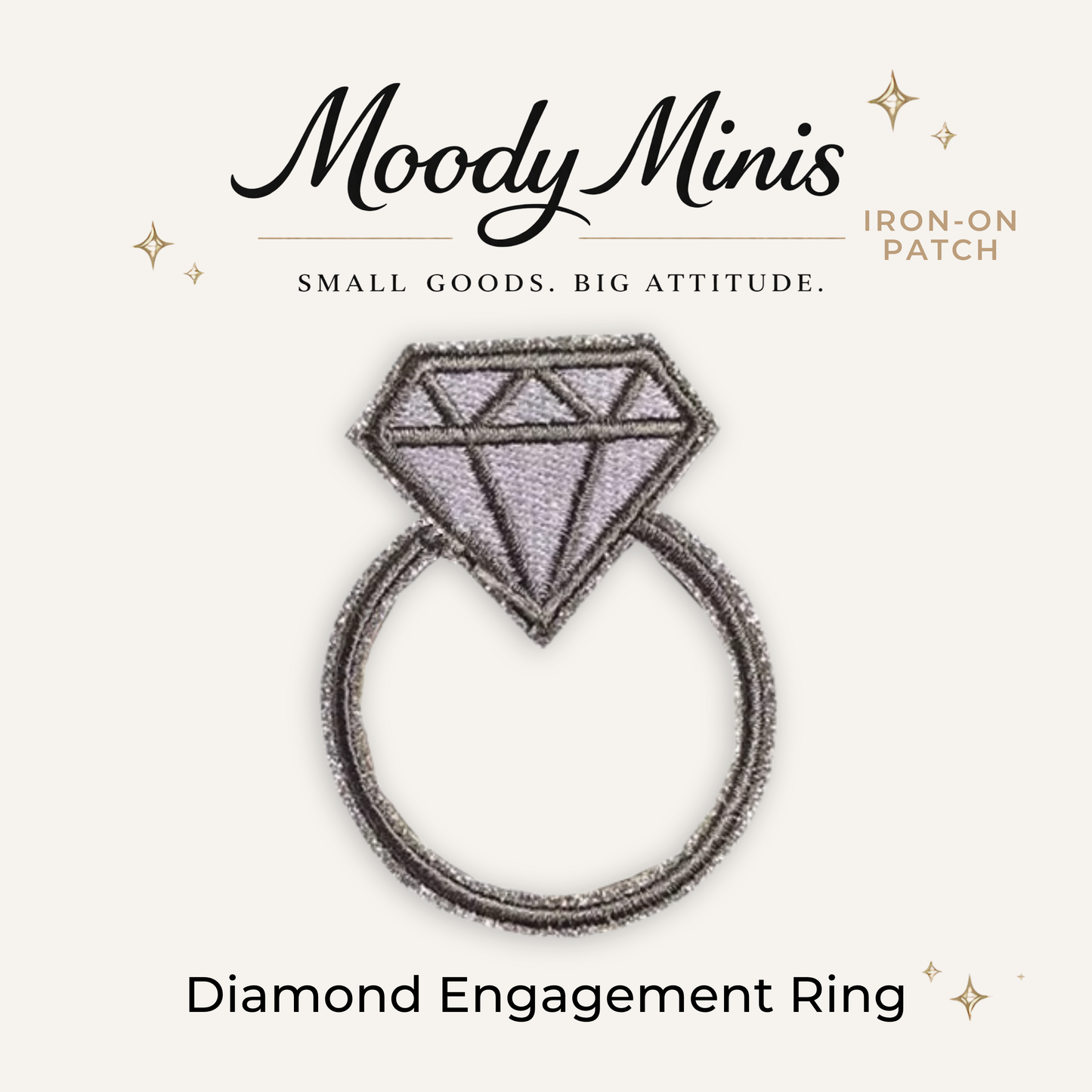 Diamond Engagement Ring Embroidered Patch