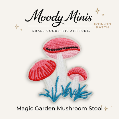 Magic Garden Mushroom Stool Embroidered Patch