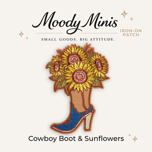 Cowboy Boot Sunflowers Embroidered Patch