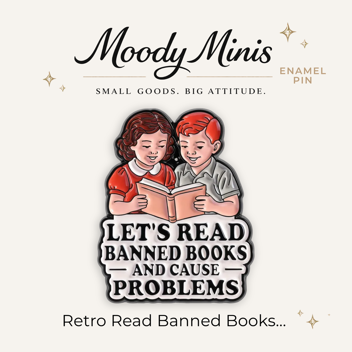 Retro Read Banned Books Enamel Pin