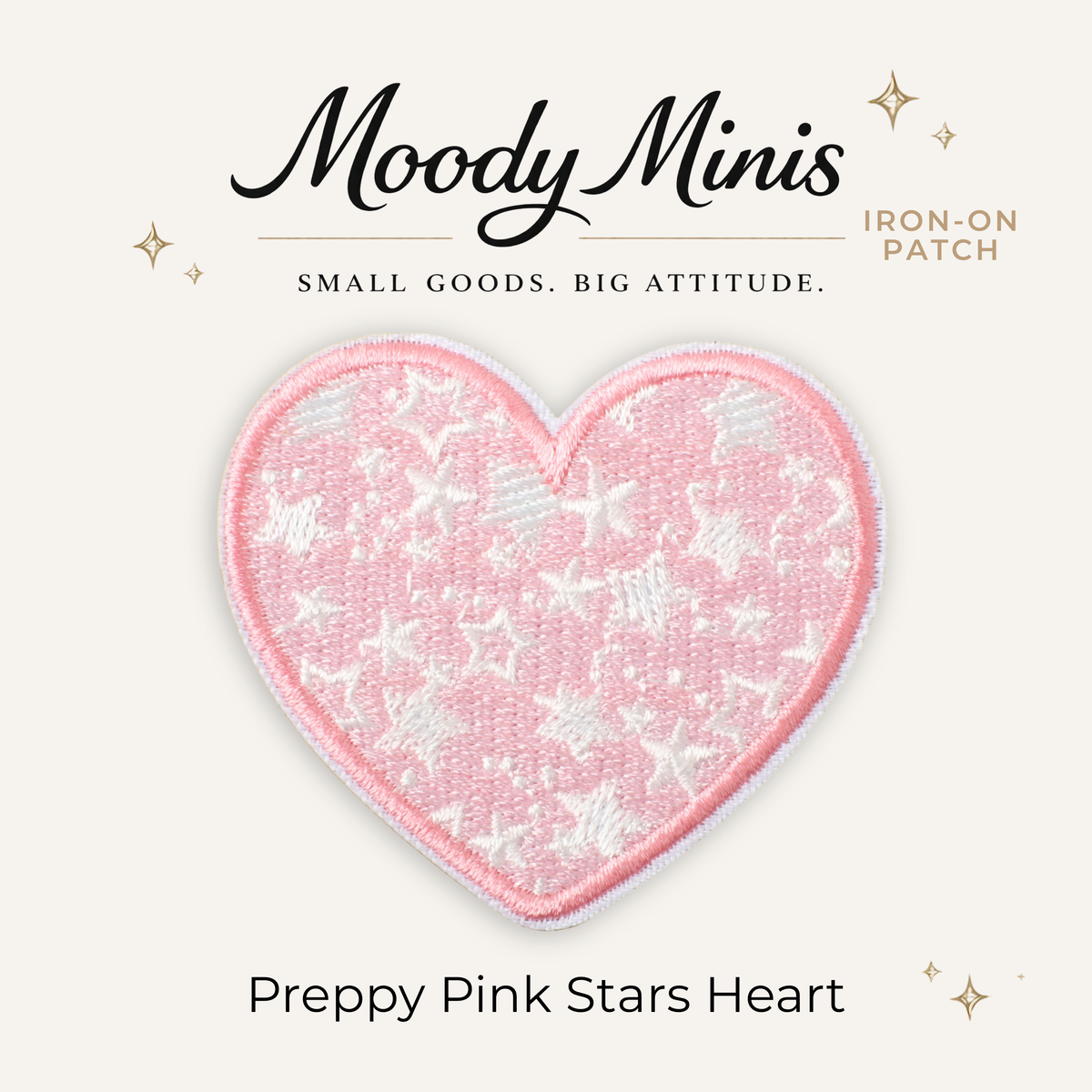 Preppy Pink Stars Heart Embroidered Patch