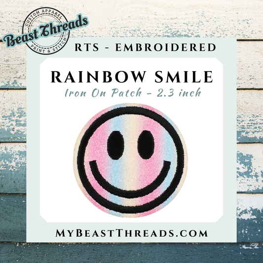 Rainbow Smile Embroidered Patch- RTS