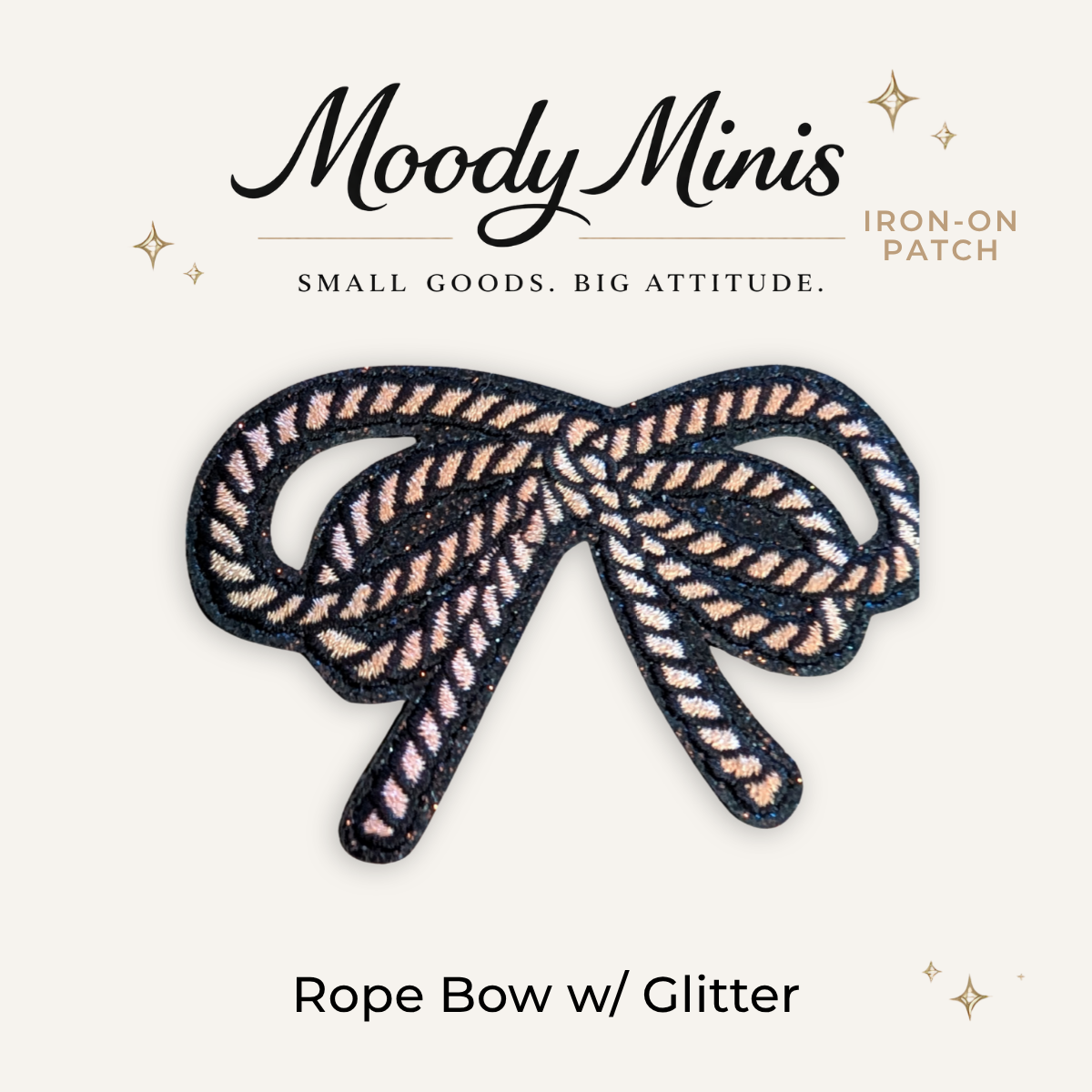 Rope Bow w/ Glitter Embroidered Patch