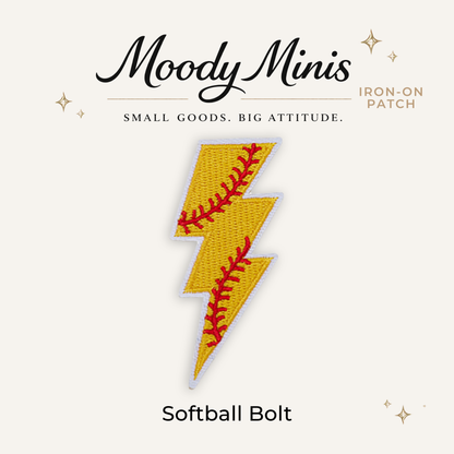 Softball Bolt Embroidered Patch