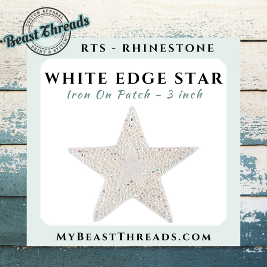 White Star Rhinestone Patch- RTS