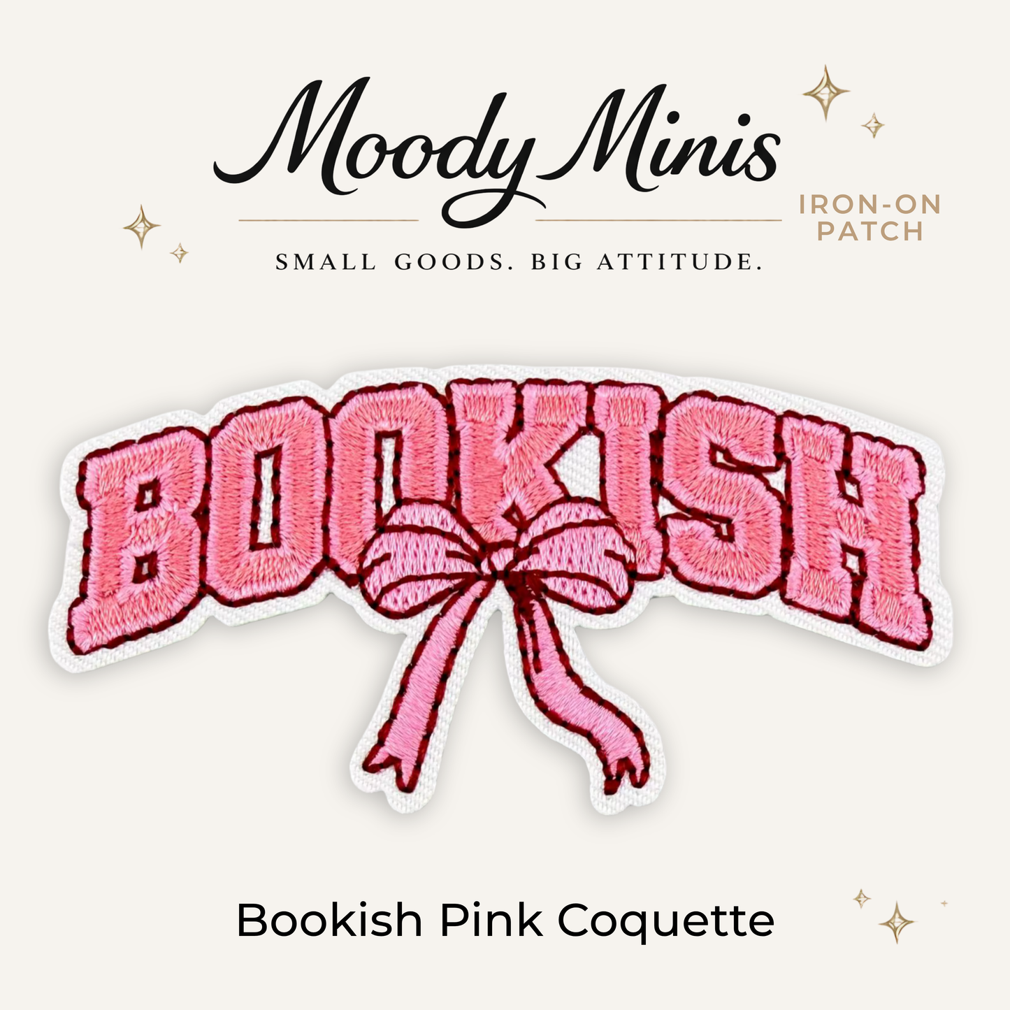 Bookish Pink Coquette Embroidered Patch