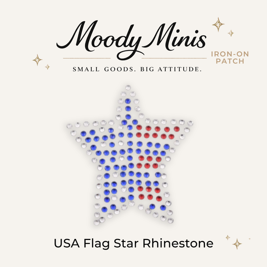 USA Flag Star Rhinestone Patch- RTS