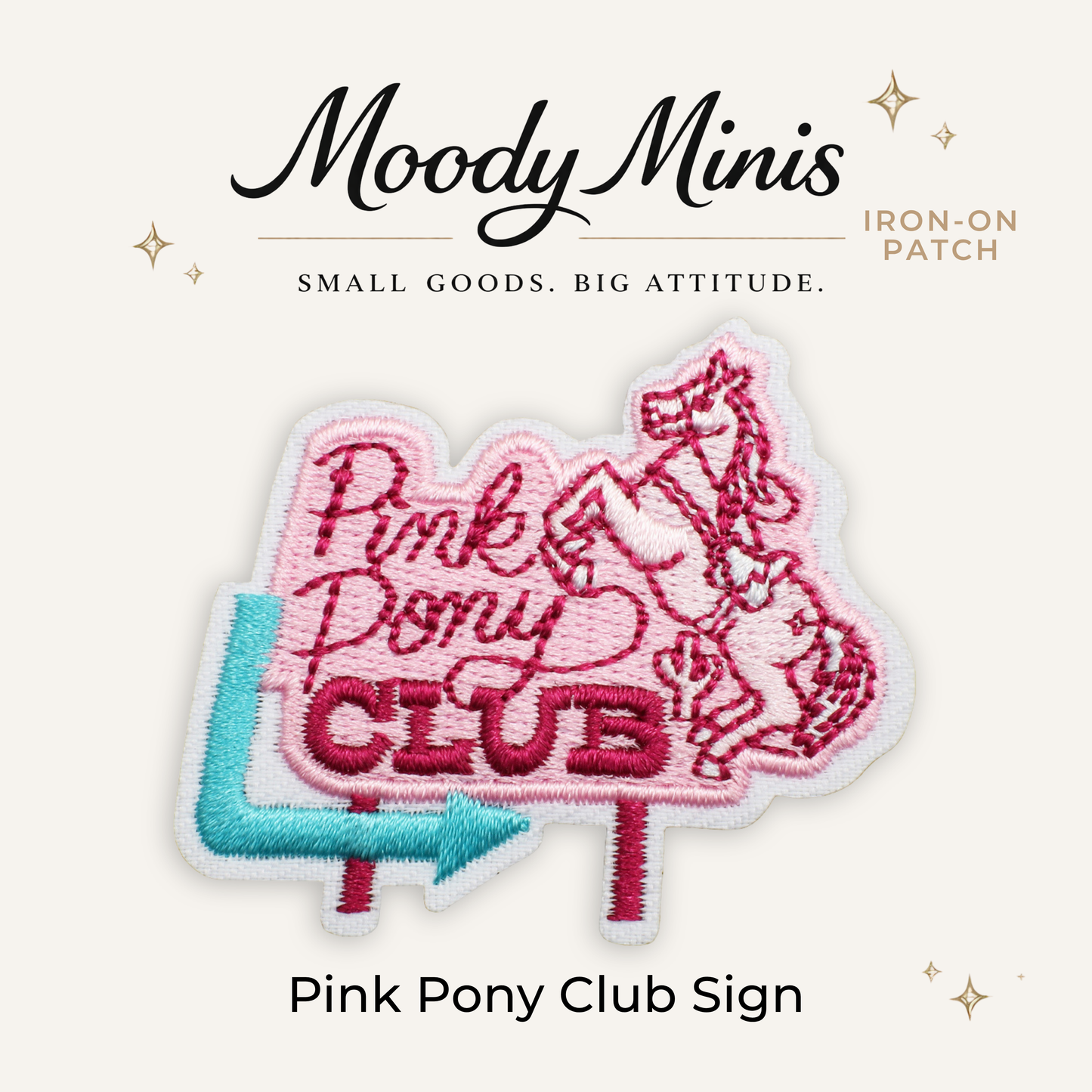 Pink Pony Club Sign Embroidered Patch