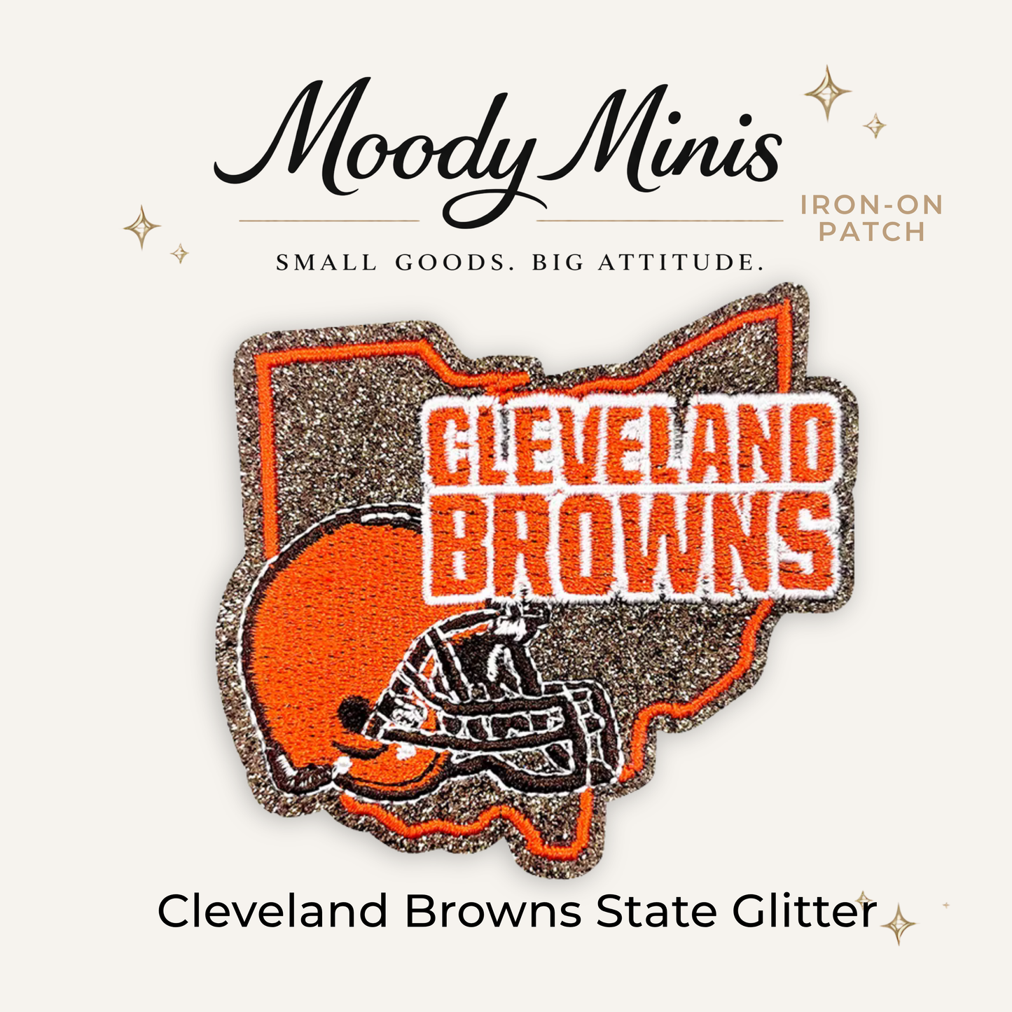Cleveland Browns State Glitter Embroidered Patch