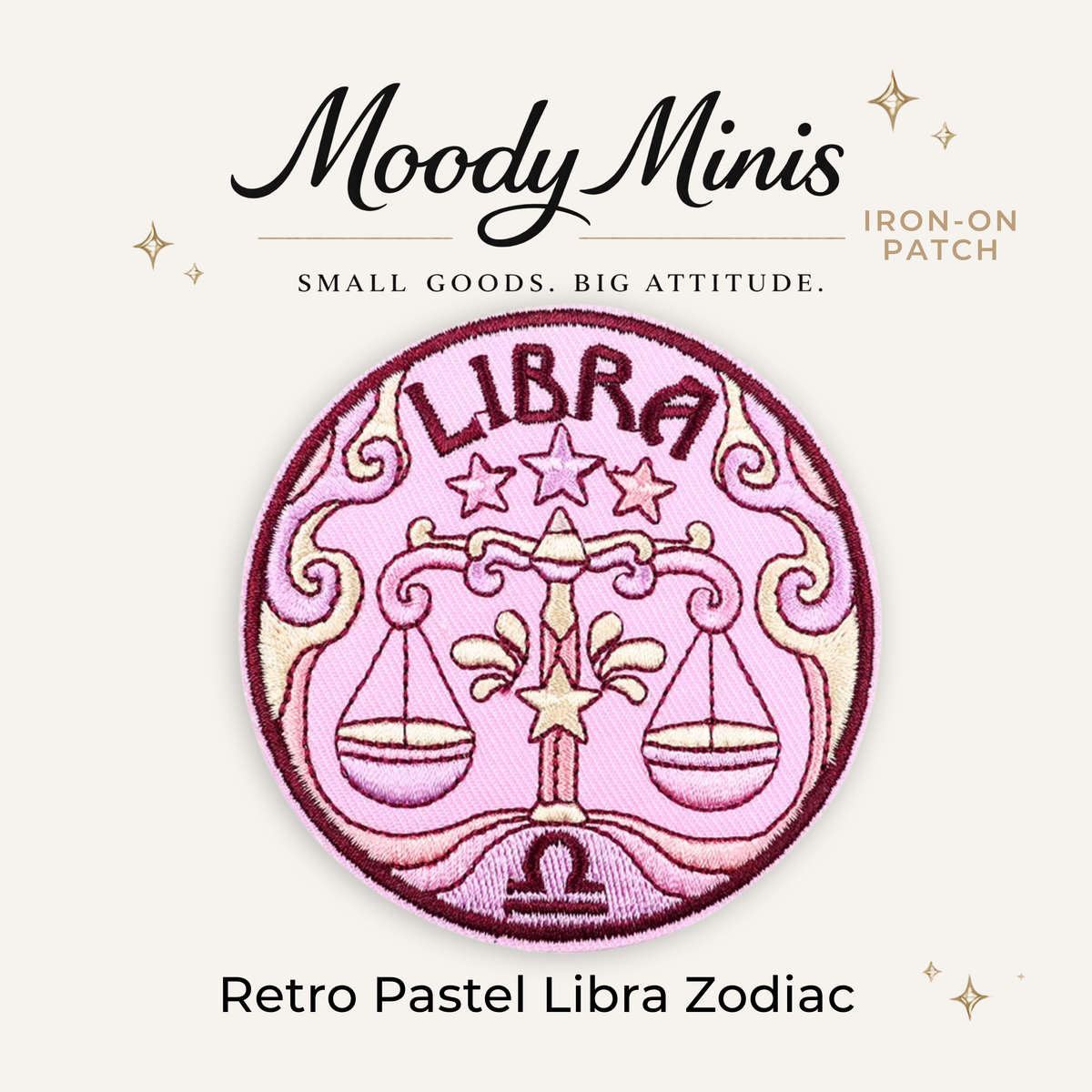 Retro Pastel Libra Zodiac Embroidered Patch