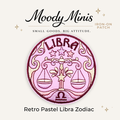 Retro Pastel Libra Zodiac Embroidered Patch