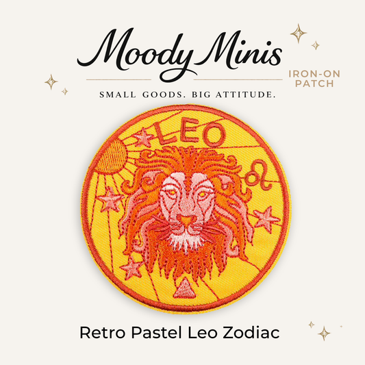 Retro Pastel Leo Zodiac Embroidered Patch