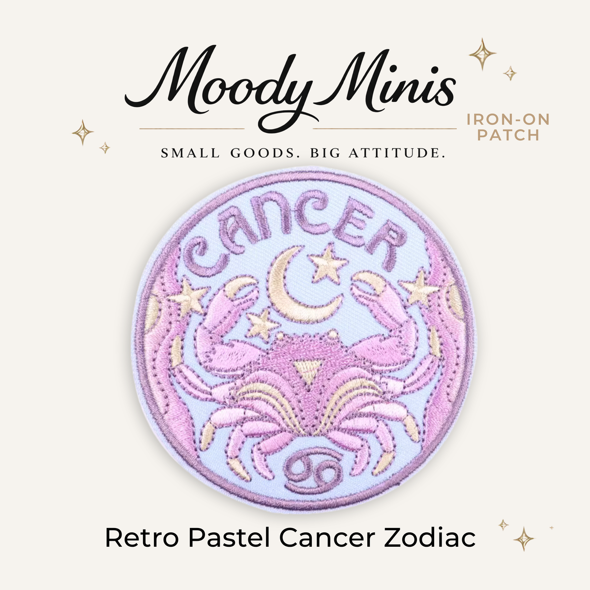 Retro Pastel Cancer Zodiac Embroidered Patch