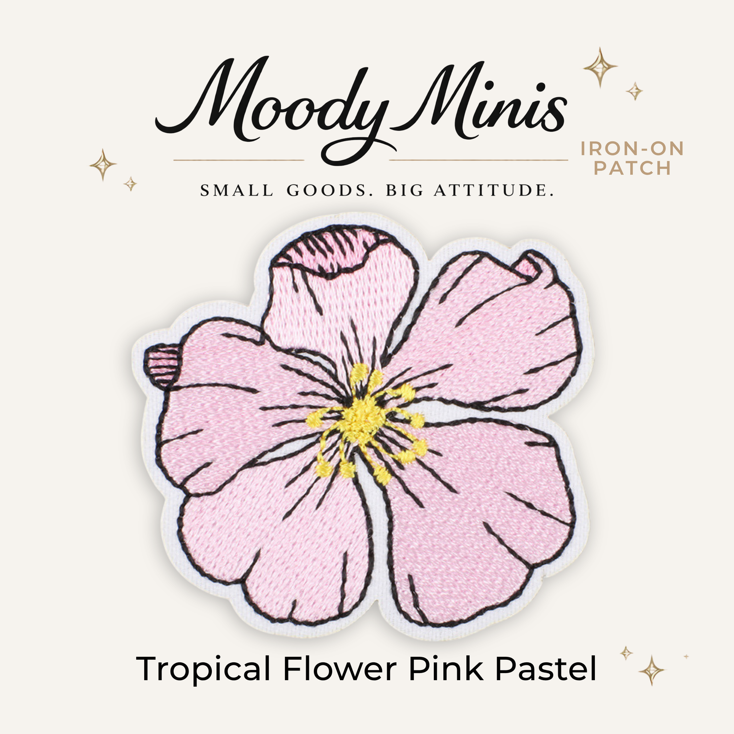 Tropical Flower Pink Pastel Embroidered Patch