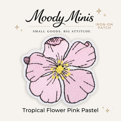 Tropical Flower Pink Pastel Embroidered Patch