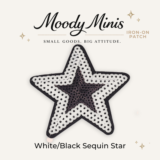 White/Black Star Sequin Patch- RTS