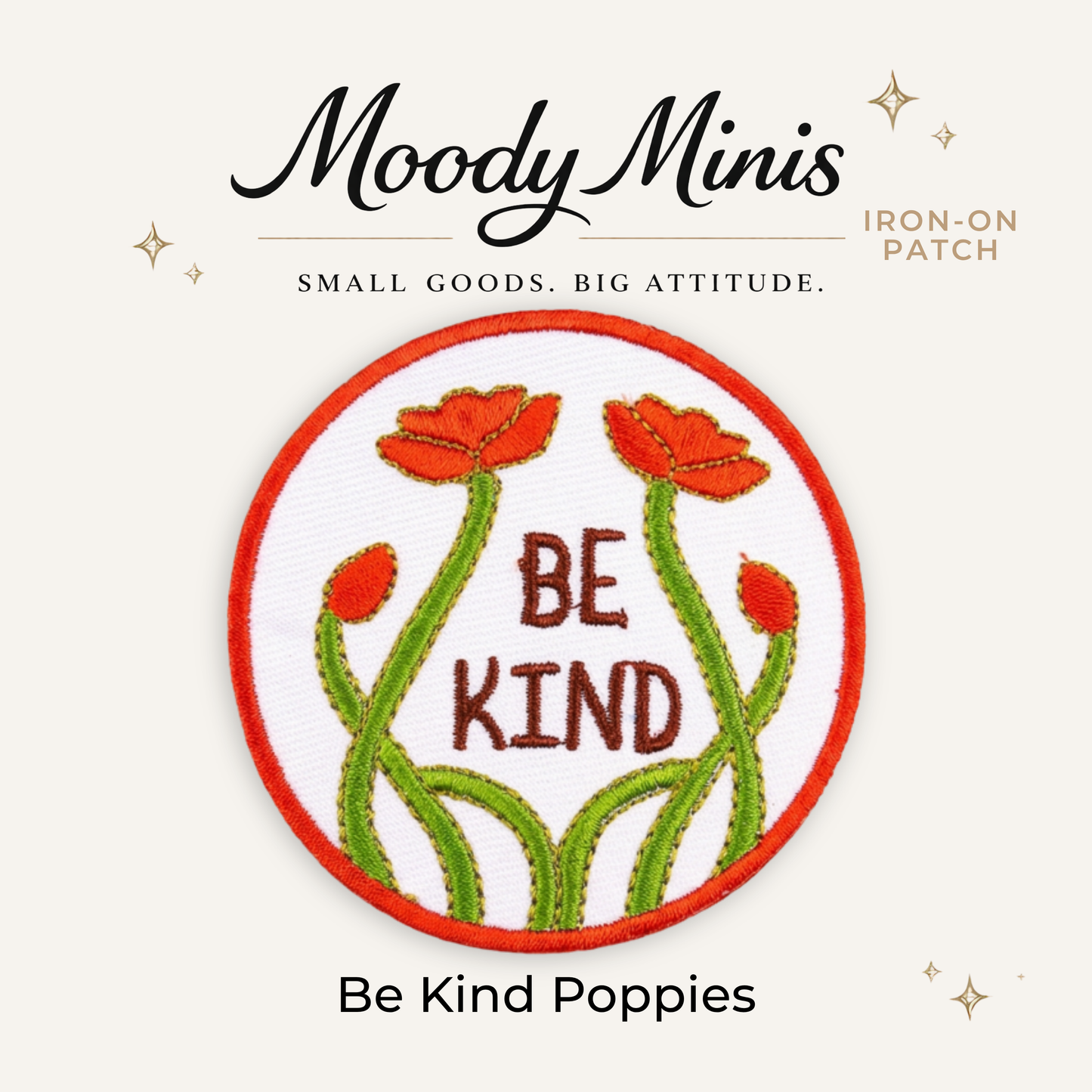 Be Kind Poppies Embroidered Patch