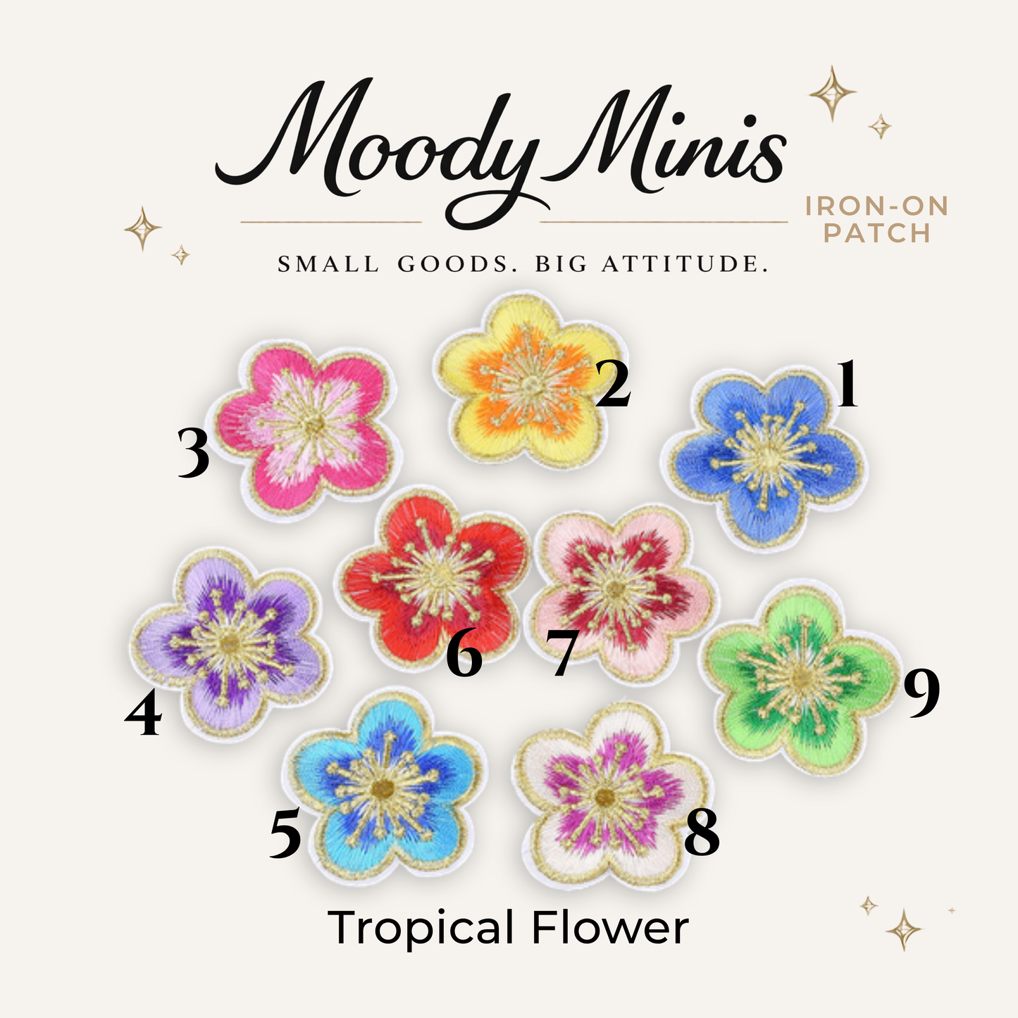 Tropical Flower Embroidered Patch- RTS