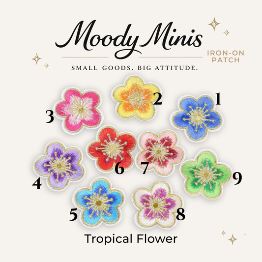 Tropical Flower Embroidered Patch- RTS