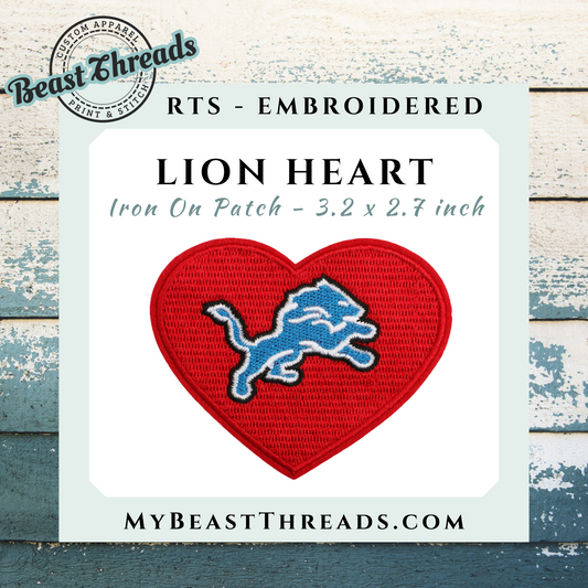 Lion Heart Embroidered Patch- RTS