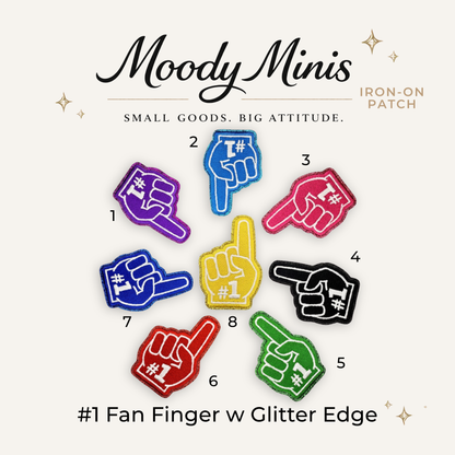 #1 Fan Foam Finger w Glitter Edge Embroidered Patch