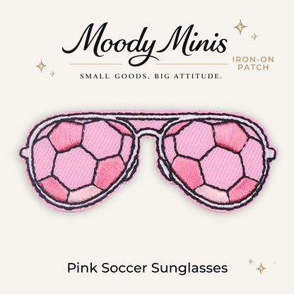 Pink Soccer Sunglasses Embroidered Patch