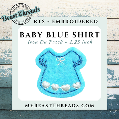 Baby Blue Shirt Embroidered Patch- RTS
