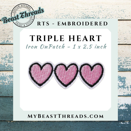 Triple Heart Embroidered Patch- RTS
