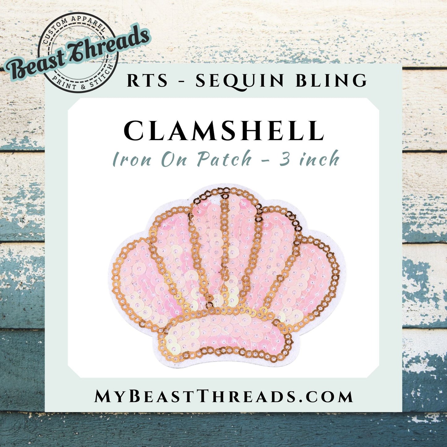 Clamshell Sequin Bling Patch - RTS