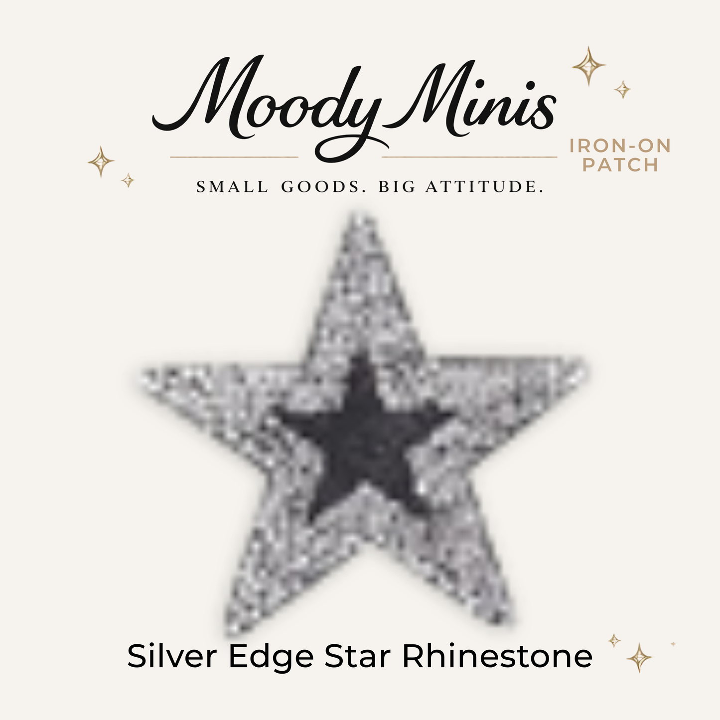 Silver Edge Star Rhinestone Patch- RTS