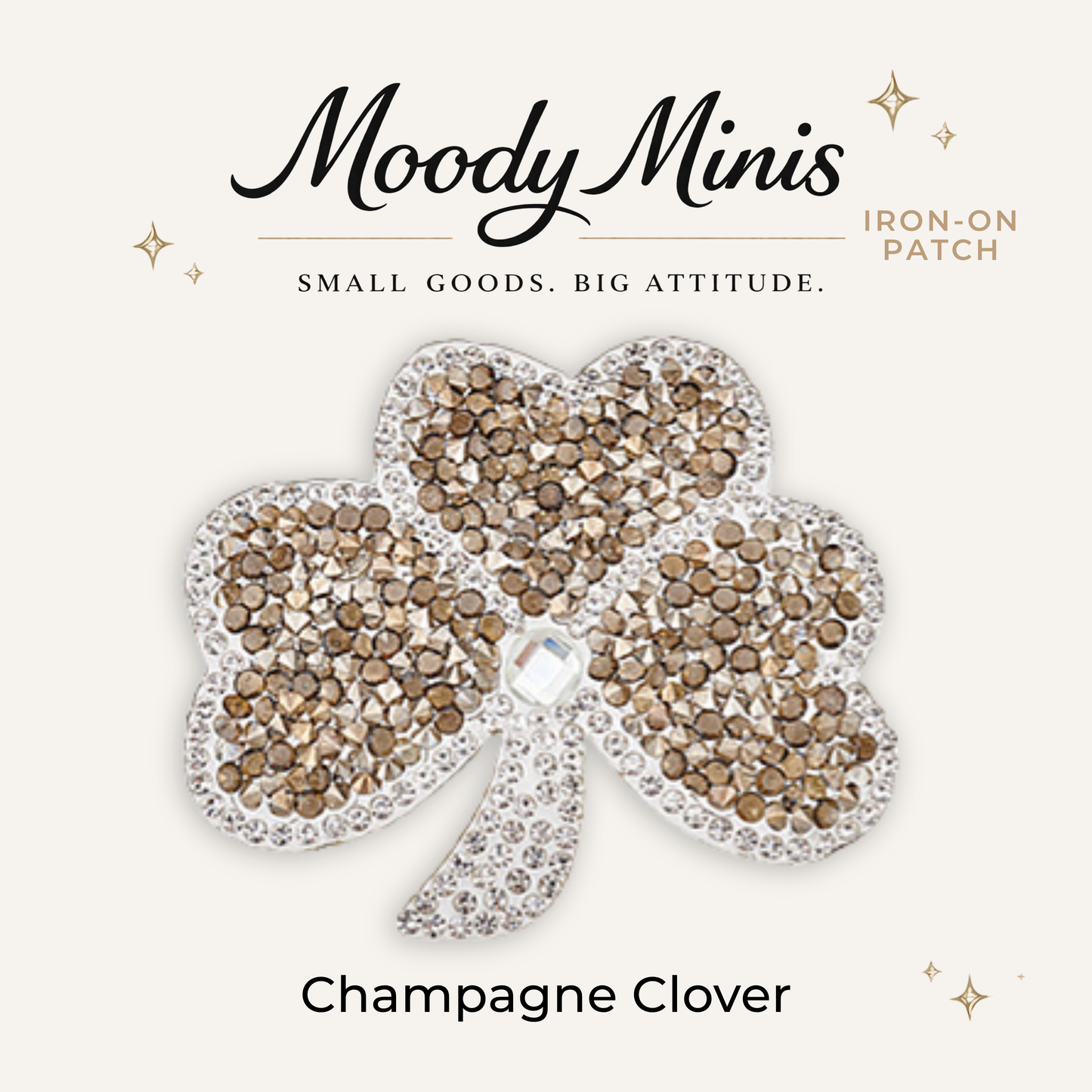 Champagne Clover Rhinestone Patch- RTS