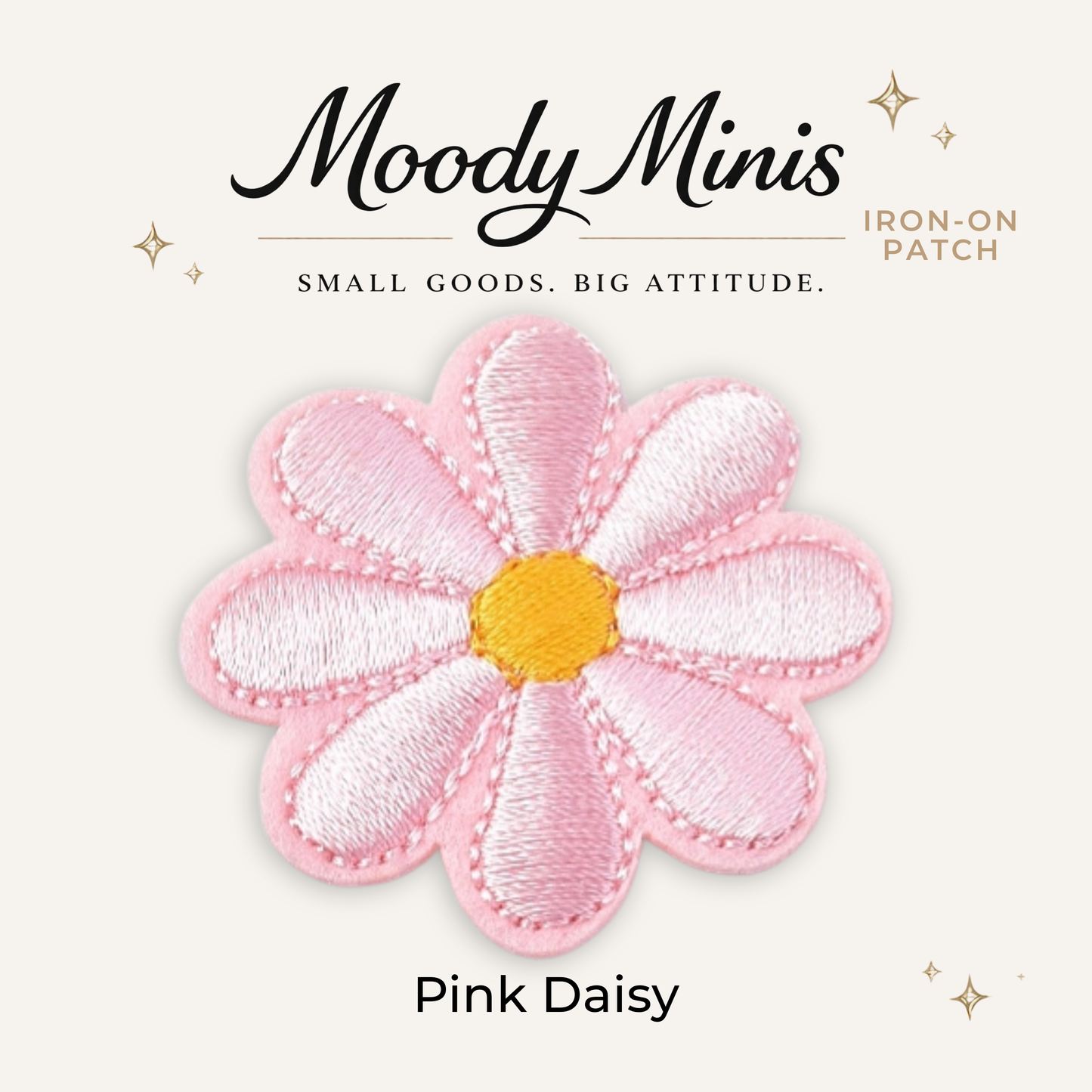Pink Daisy Embroidered Patch - RTS
