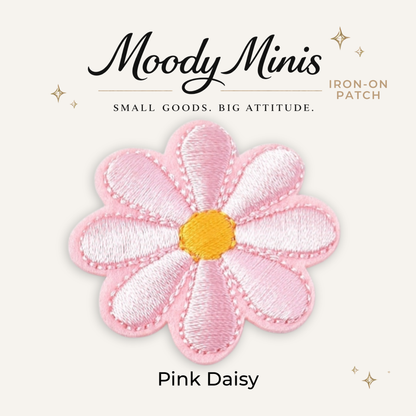 Pink Daisy Embroidered Patch - RTS