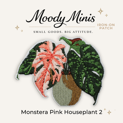 Monstera Pink Houseplant 2 Embroidered Patch